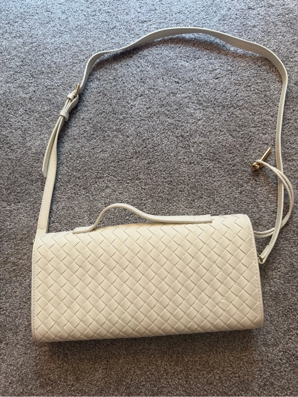 Woven Vegan Leather Bag - White
